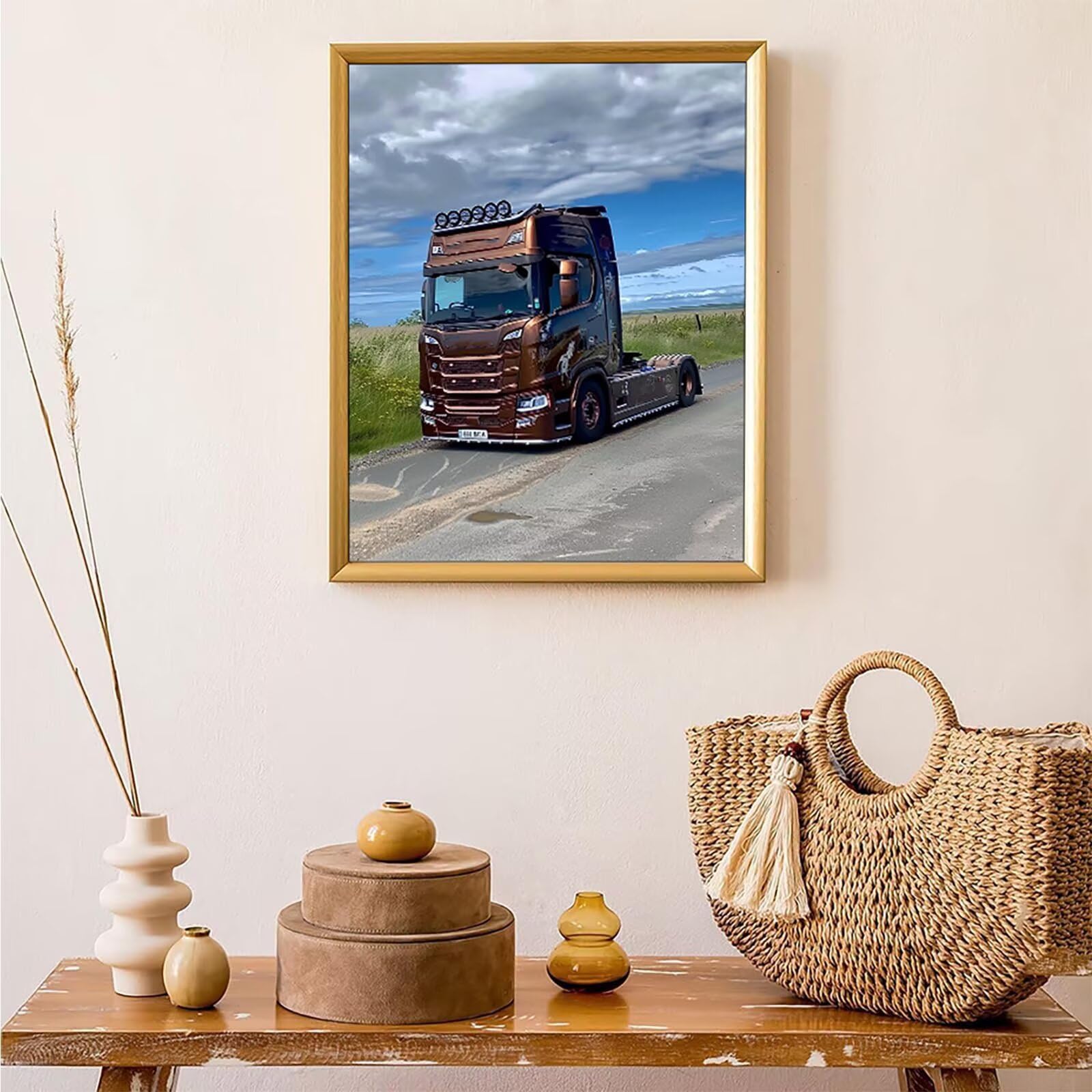 Diamond Painting Auto, Diamond Painting Erwachsene Camion Bastelset, DIY Diamant Malerei Runder Vollbohrer Diamanten Kinder Malerei Stickerei Kreuzstich Dekoration, Geschenk 90x120 cm PJY9 9-8