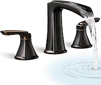 HOIGY Oil Rubbed Bronze Waterfall Bathtub Faucet, 3-Hole Deck Mount Roman Tub Faucet Set, 8" High Flow Brass Widespread with Hose