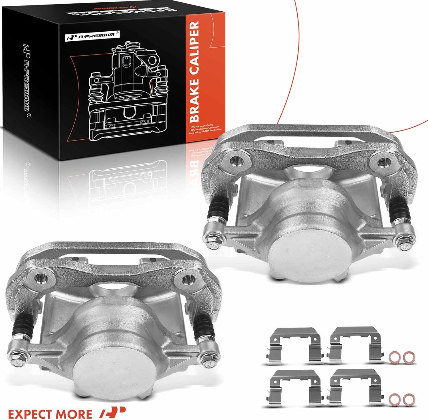 A-Premium Disc Brake Caliper Assembly with Bracket Compatible with Select Hyundai Models - Genesis 2009 2010 2011, V6 3.8L - Front Driver and Passenger Side, 2-PC Set