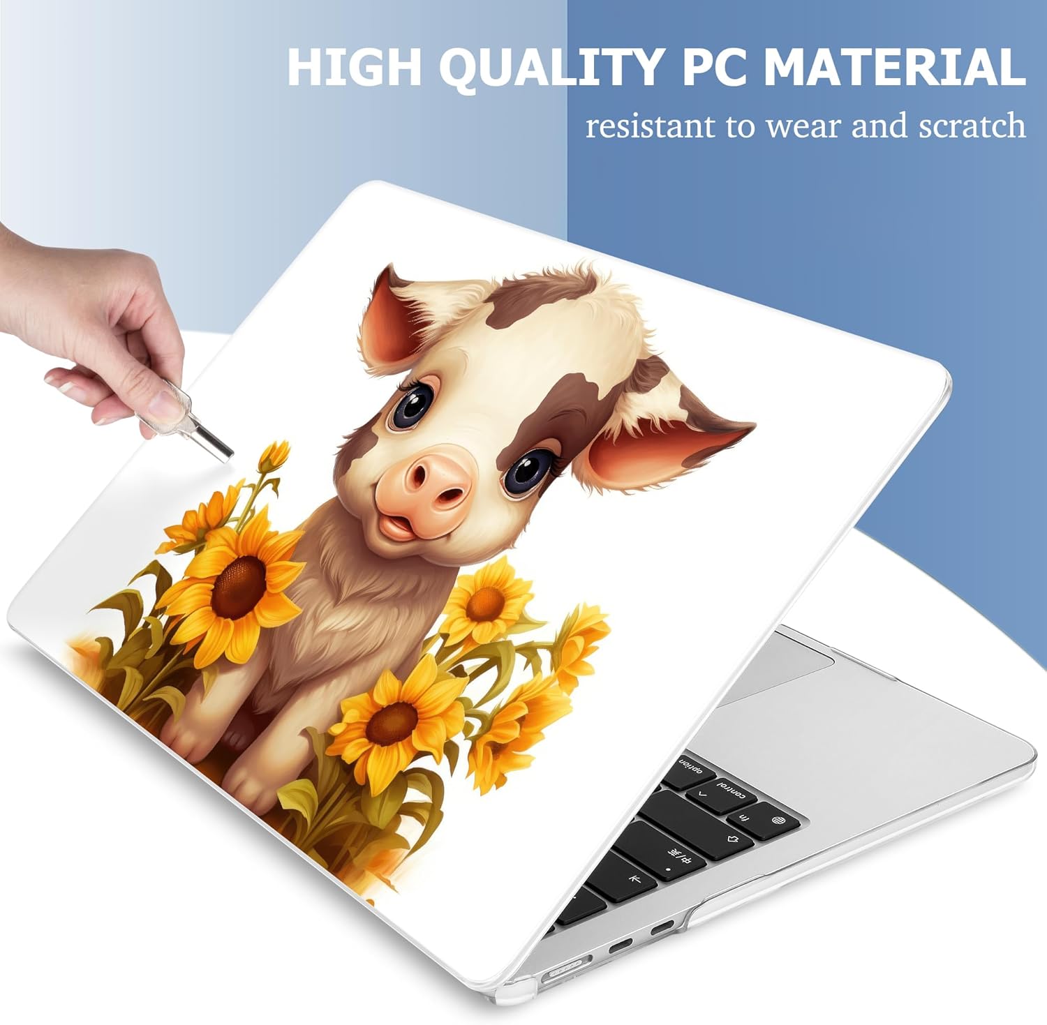 Mektron Case for 2025 MacBook Air 13-inch M4 Laptop A3240 with 13.6-inch Liquid Retina Display,Compatible with 2024 2022 M3/M2 MacBook Air 13" Hard Shell Cover,Fit Model A3113 A2681,Cute Cow - Image 4