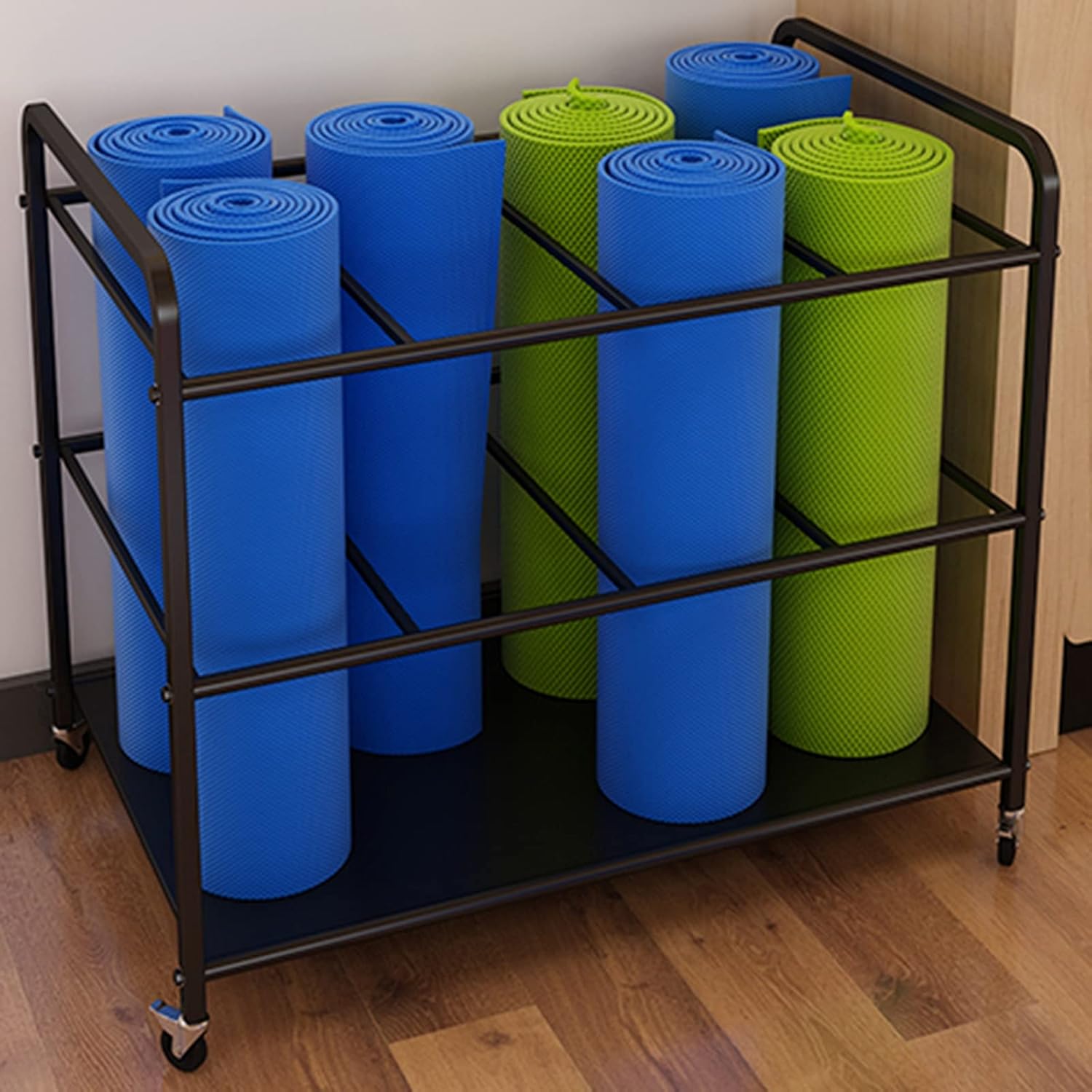 Yoga Mat Foam Roller Storage Rack Cart, Mobility Metal