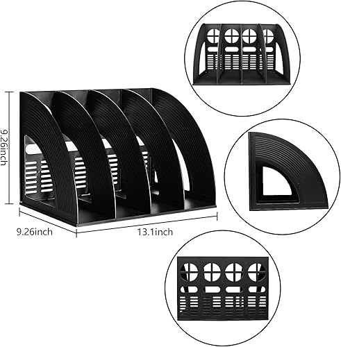 Miniatura 9 de Marte Vanci 2 piezas de archivador de revista, organizador de escritorio, almacenamiento de plástico, carpeta vertical resistente de 3 secciones