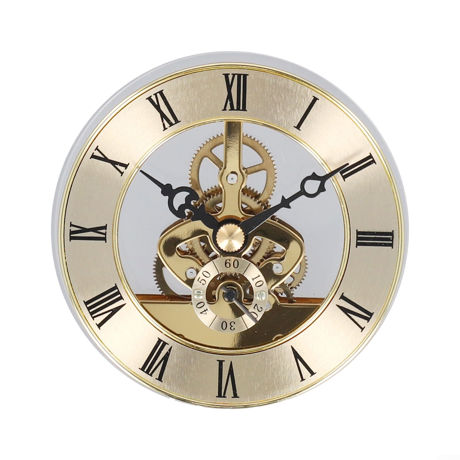 86 mm goldenes Skelett-Uhrwerk mit sichtbaren Zahnrädern und schwarzen römischen Zahlen, Kunststoff, DIY-Komponente, für Bastelprojekte (Gold)