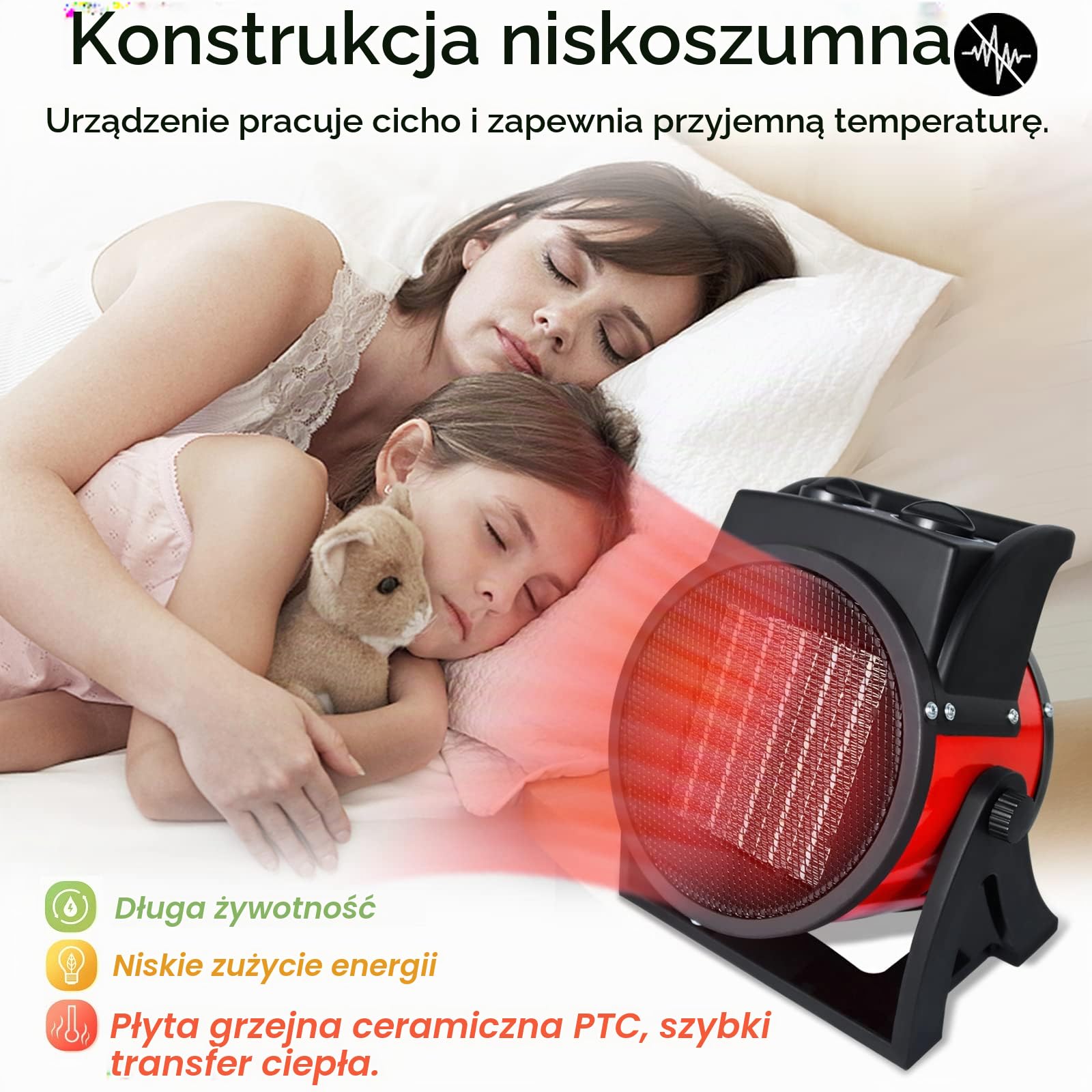 ACXIN Grzejnik elektryczny PTC 3000 W, konstrukcja z regulacją kąta, 4-stopniowy termowentylator, ceramiczne ogrzewanie do garażu na plac budowy