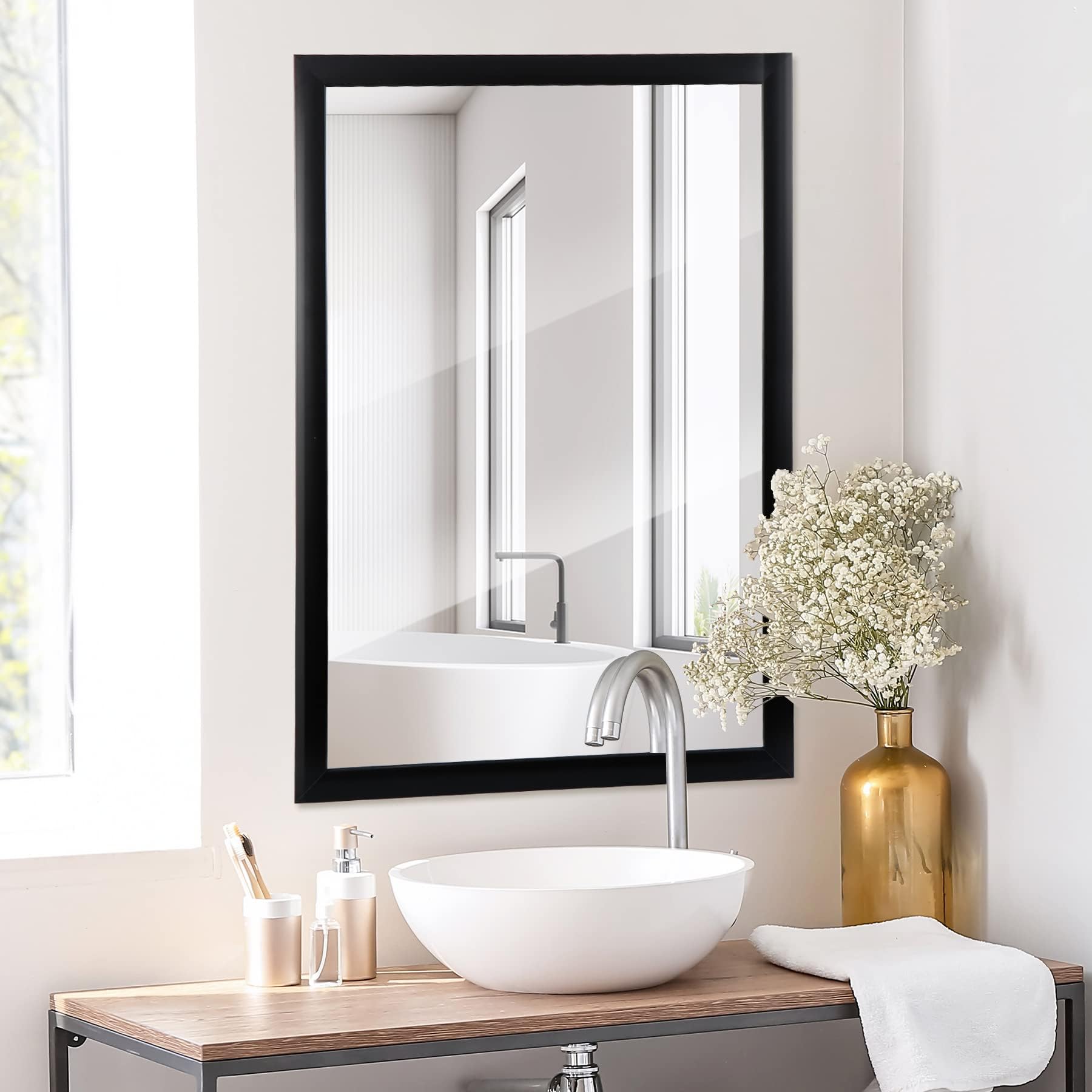 Amazon.com: 24x36 Inch Bathroom Mirror with Thick Frame,Bathroom Mirror ...