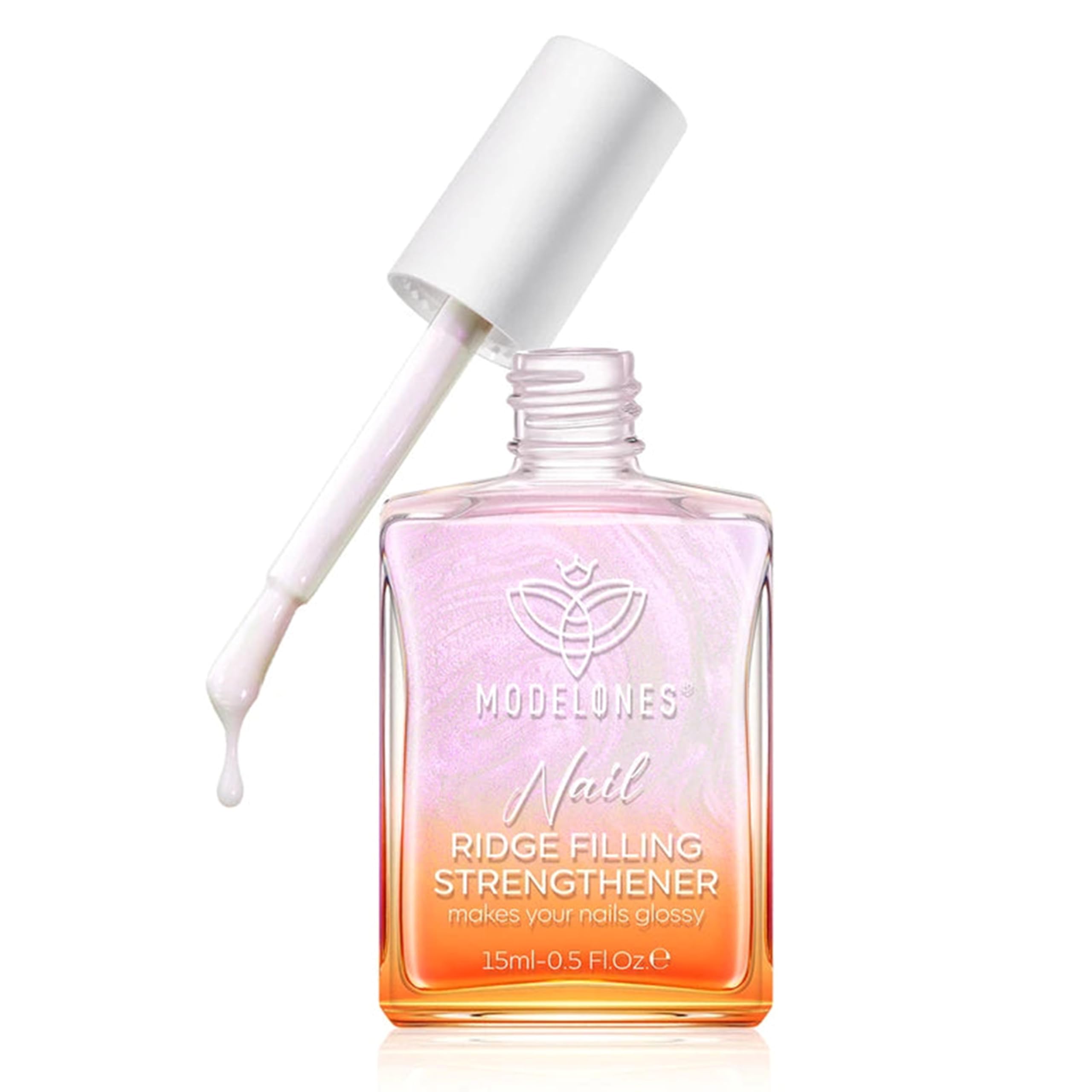 Modelones 15ml 8-in-One Nail Ridge Filler Strengthener Base Coat Nail Polish from BELLE GAGA® Repair Nail Growth for Thin and Damaged Nails (Glitter Pink)-image-15
