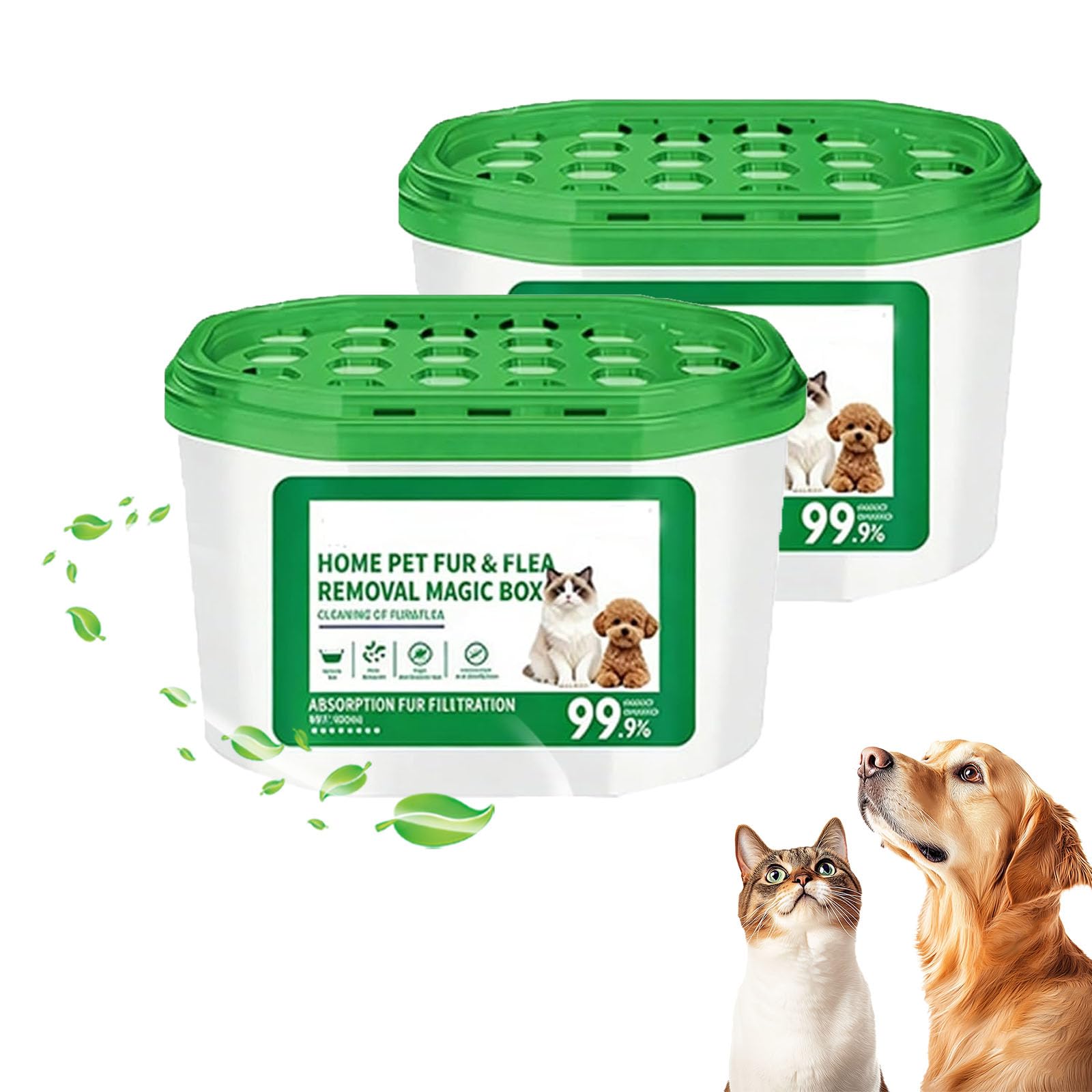 Home Pet Fur & Odor Removal Magic Box, 360° All-Aroundcoverage, Home Pet Fur Odor Removal Magic Box & Eliminator, Portable Odor Eliminator & Dust Collector, Long-Lasting, For Pet Areas (2Box)
