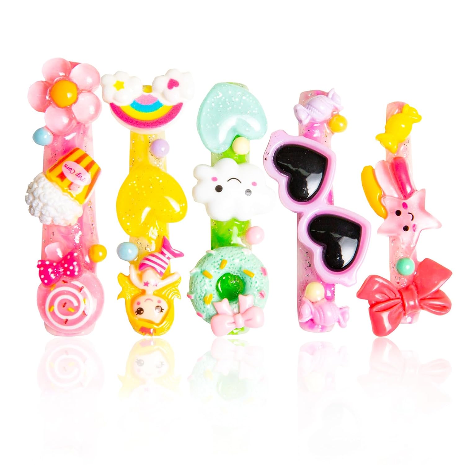 LOVFUL Press on Nails Candy Junk | Handmade with Full Covered Crystals | Reusable Fake Nails | Square XL 2.68in | H55-S
