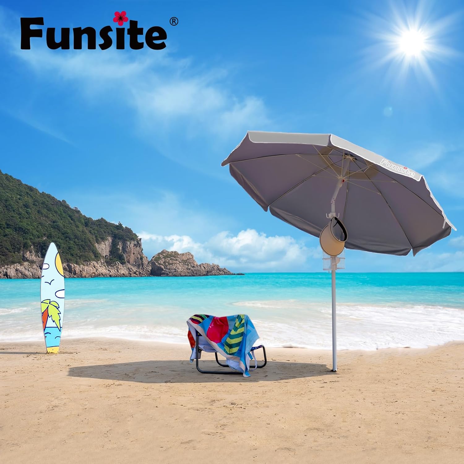 6.5ft Portable Beach Umbrellas for Sand Beach UV 50+ Umbrella with Tilt & Aluminum Pole, Protection with Heavy Duty Anchor, Patio Umbrella with Carry Bag
