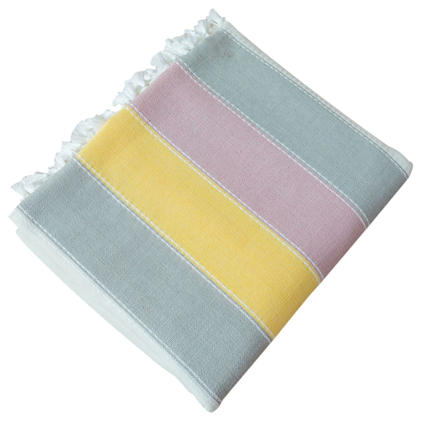 Nappe à rayures champêtres en coton-lin pour repas de mariage et fête