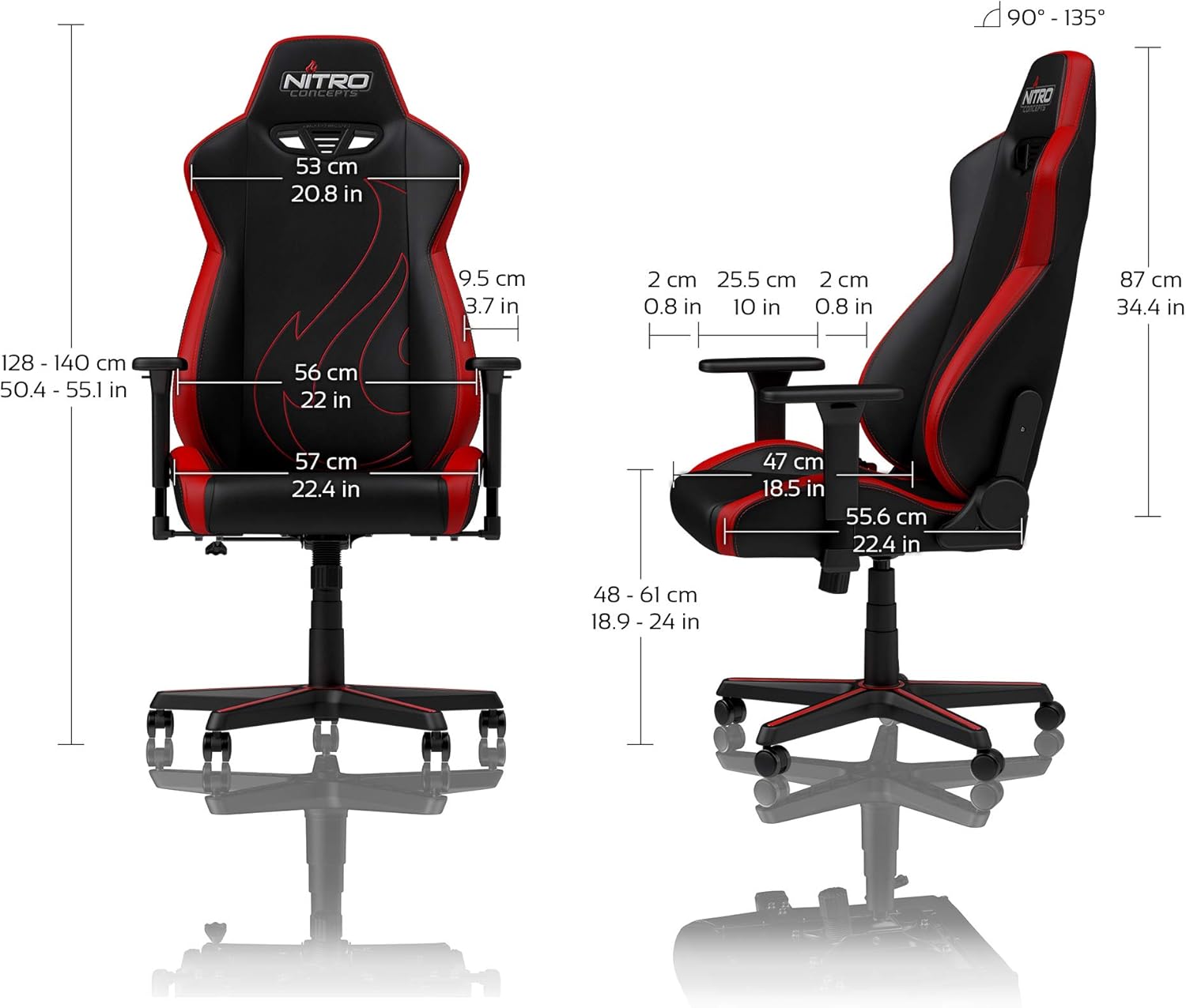 Buy Nitro Concepts S300 Ex Gaming Chair Inferno Red Office Chair Ergonomic Pu Leather Up To 300 Lbs Users 90 To 135 Reclinable Adjustable Height Armrests Online In Tanzania B07pgvc2km