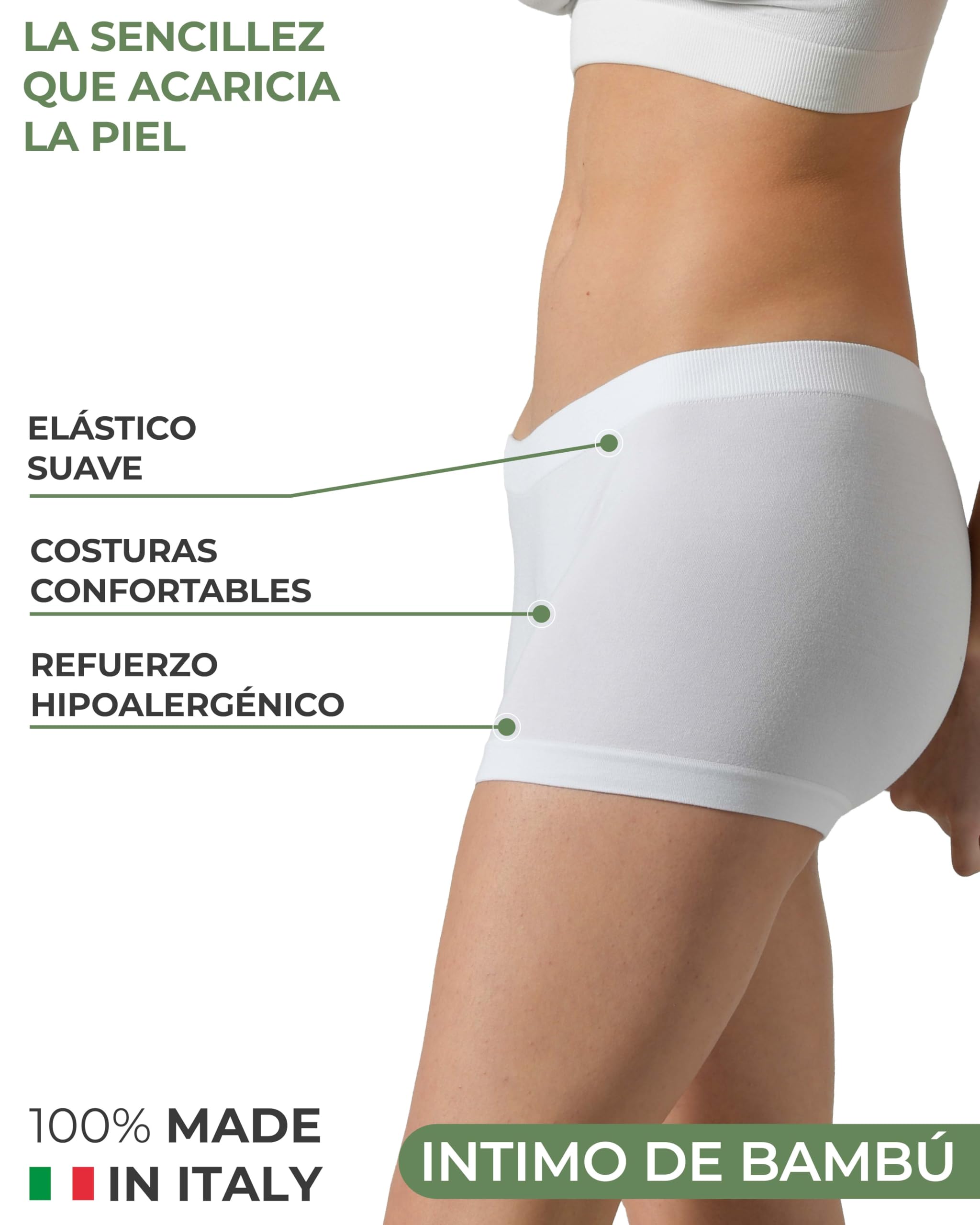 Risalti Boxer Mujer Bambu 3Pz - Culotte Mujer, Bragas Mujer, Boxer Bambu Sin Costuras, Ropa Mujer, Más Suave Que Bragas Mujer Algodon, Braguitas Mujer, Ropa Interior Mujer - Made In Italy