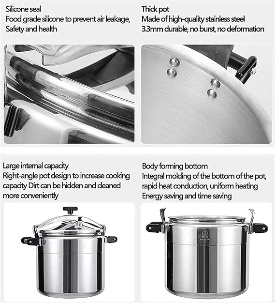Pressure cooker, explosion-proof pressure cooker, commercial large-capacity stainless steel pressure cooker, suitable for gas induction cooker (Color : Gas only, Size : 36L)