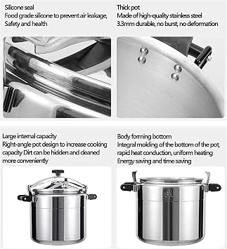 Pressure cooker, explosion-proof pressure cooker, commercial large-capacity stainless steel pressure cooker, suitable for gas induction cooker (Color : Gas only, Size : 36L)