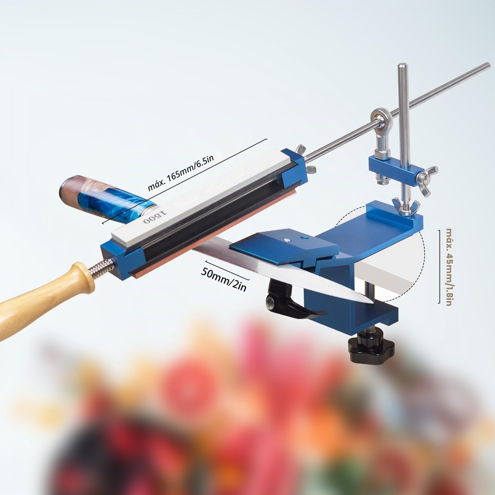 Afiladores de Cuchillos, CWOVRS Kit de Afilador de Cuchillos de Abrazadera Rápida Kit de Sistema de Afilado de Cuchillos de ángulo Fijo con Sistema de Sujeción Abrasivo para Pulido Fino, 6 diamantes
