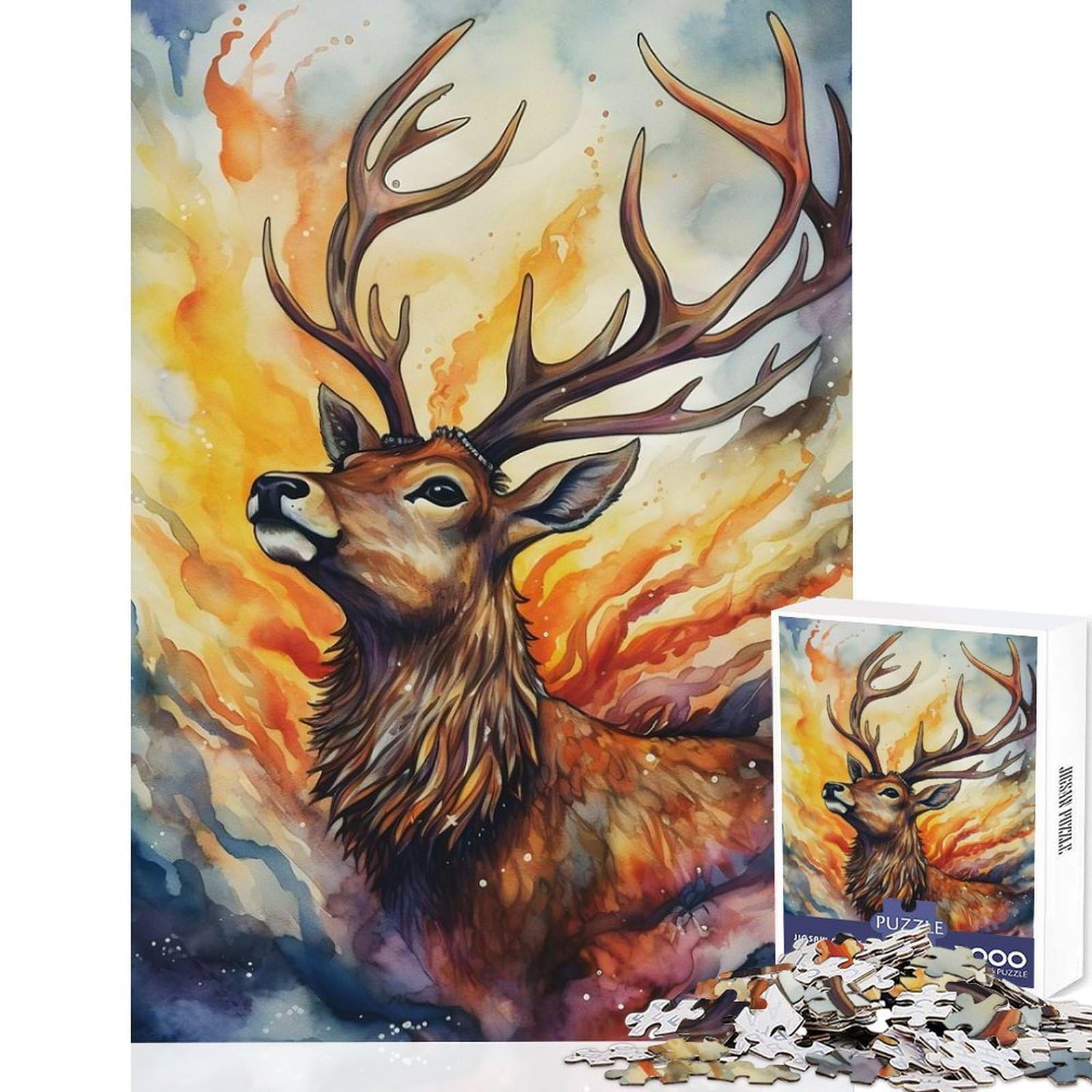 Magical Deer Adult Jigsaw1000 Pieces Brain Exercise Game Smooth Burr Free Surface Relaxing Indoor Group Activity 38x52cm