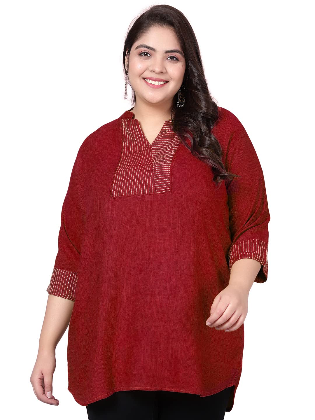 indietoga Women's Plus Size Embroidered Cotton Linen Tunic Tops (2XL to 10XL)-picture-24