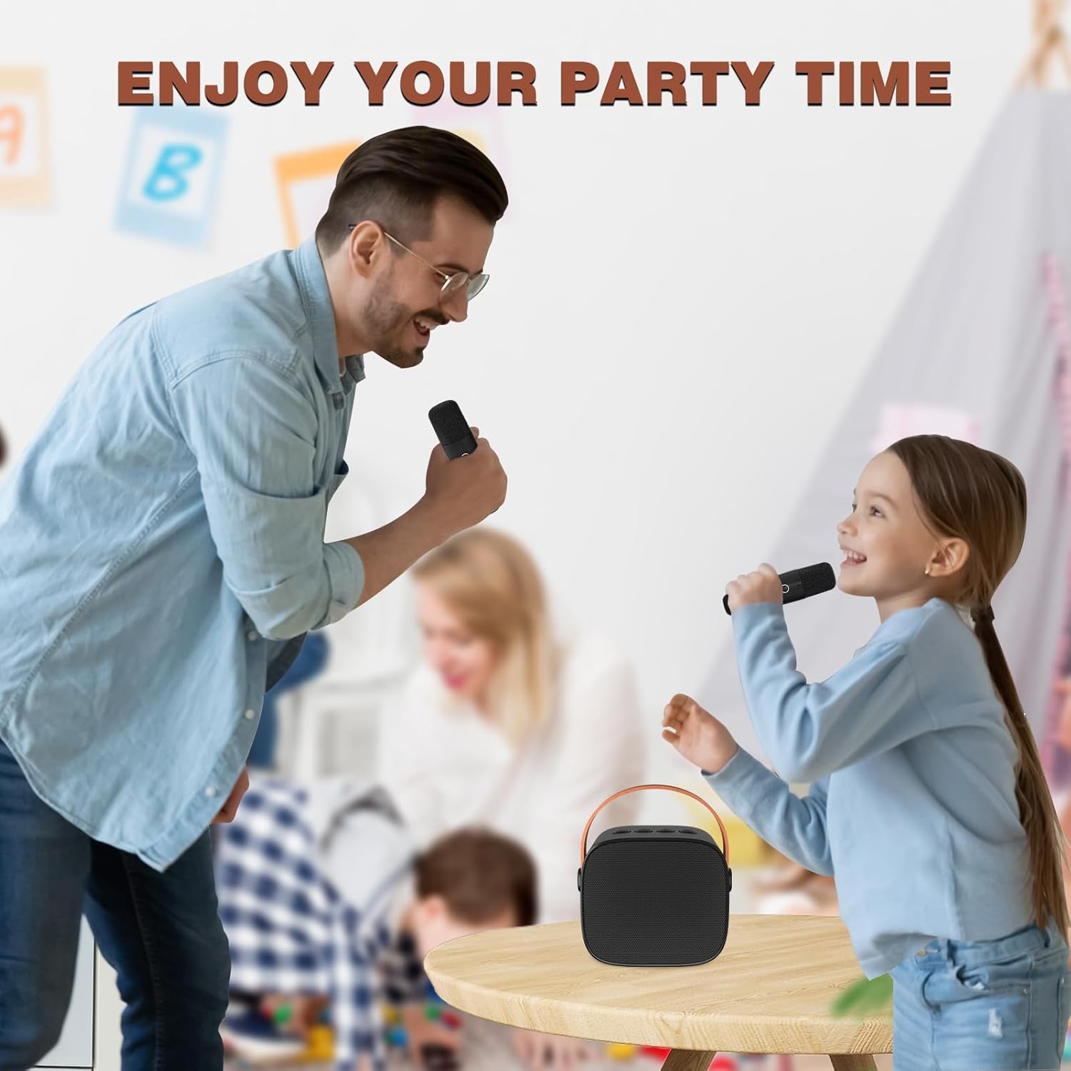 Karaoke Machine for Kids, 2026 Top Valentine's Birthday Gifts for 4, 5, 6, 7, 8, 9, 10, 12+Years Old Girls Boys Grandkids, Portable Bluetooth Speaker with 2 Wireless Microphones Party (Black)