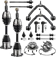 Detroit Axle 14pc 4WD Front Suspension Kit for Chevy Silverado Sierra 1500, Tahoe Yukon Avalanche - CV Axles, Control Arms, Hubs, Joints