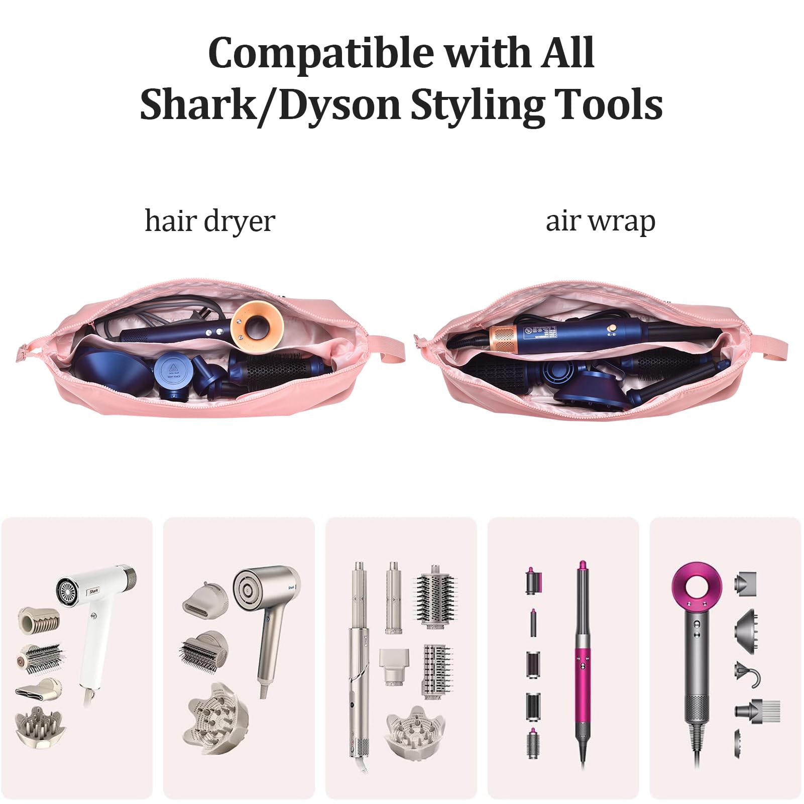 VGR Carrying Case for Shark Flex Style - Hair Tools Travel Bag for Dyson Airwrap Styler and Attachments, Carrying Case for Dyson/Shark Hair Dryer