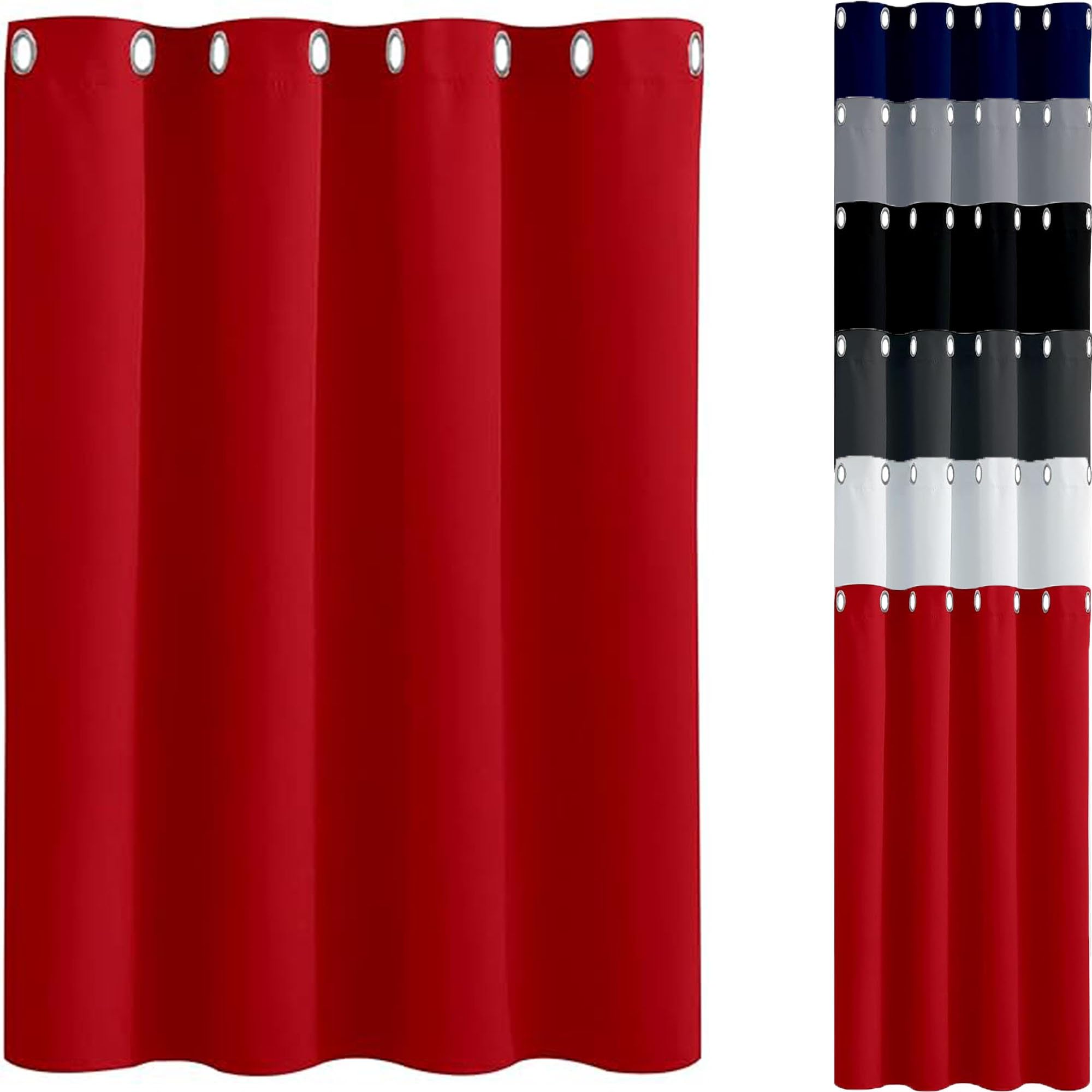 Rideau occultant rouge à œillets en polyester de qualité supérieure
