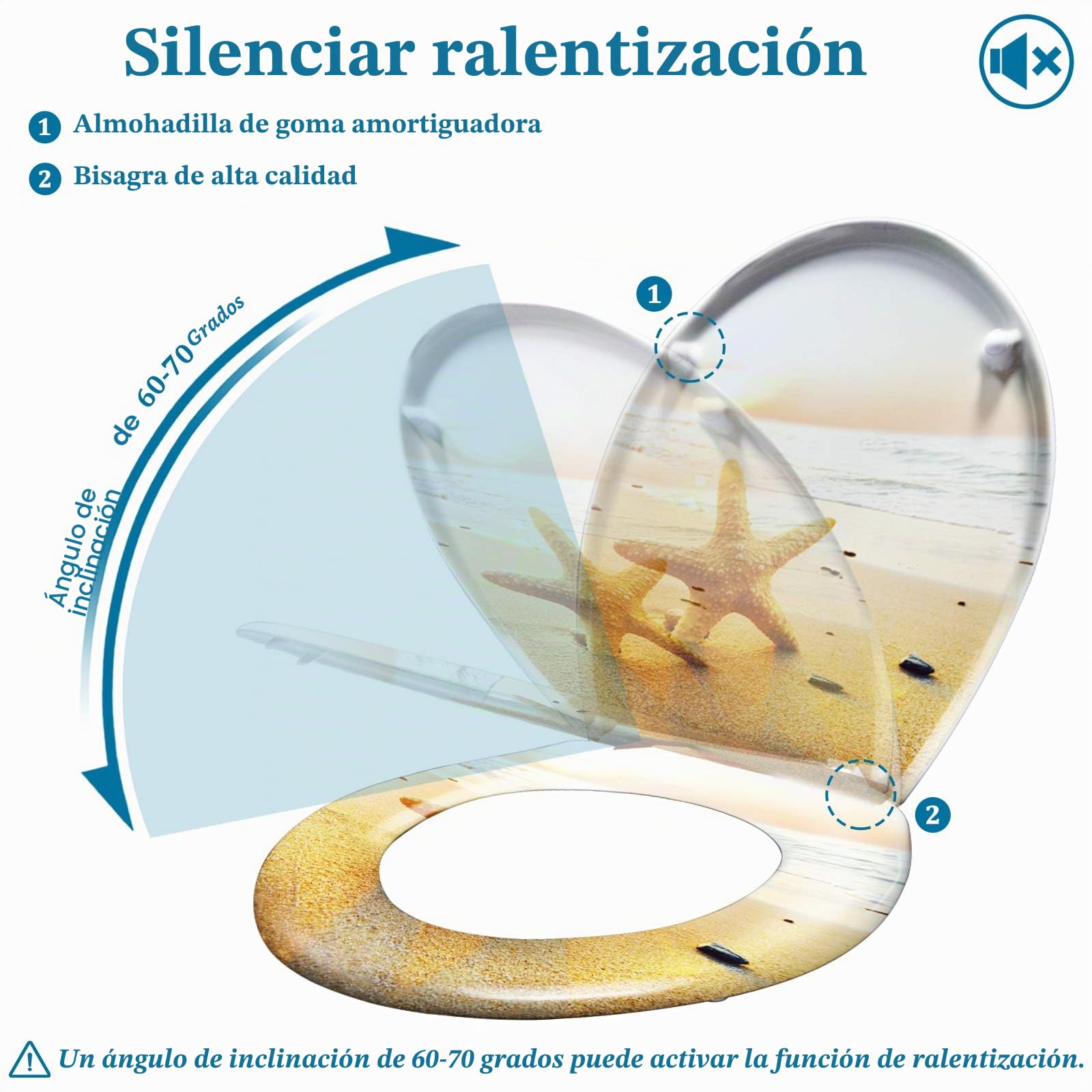 Froadp Asiento de inodoro con tapa ovalada de cierre suave, asiento de inodoro antibacteriano de plástico duro para todos los inodoros estándar, fácil instalación y limpieza (peces ornamentales)