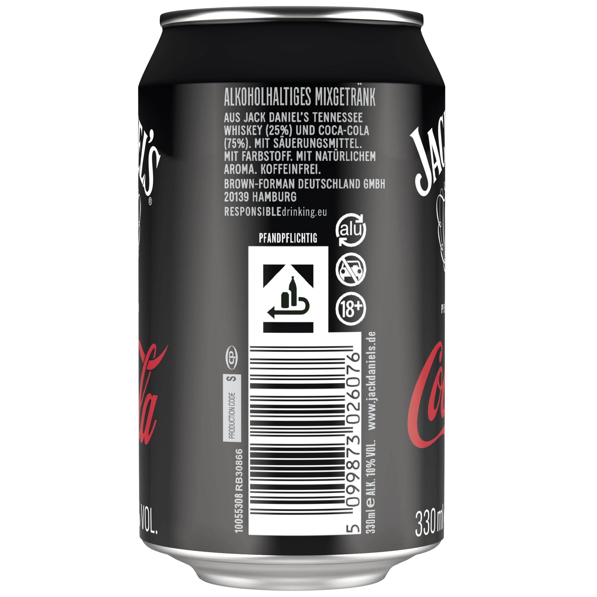 Jack Daniel's Tennessee Whiskey & Coca Cola - Der weltweite Barcall Nummer 1-24x0.33l / 10% Vol.