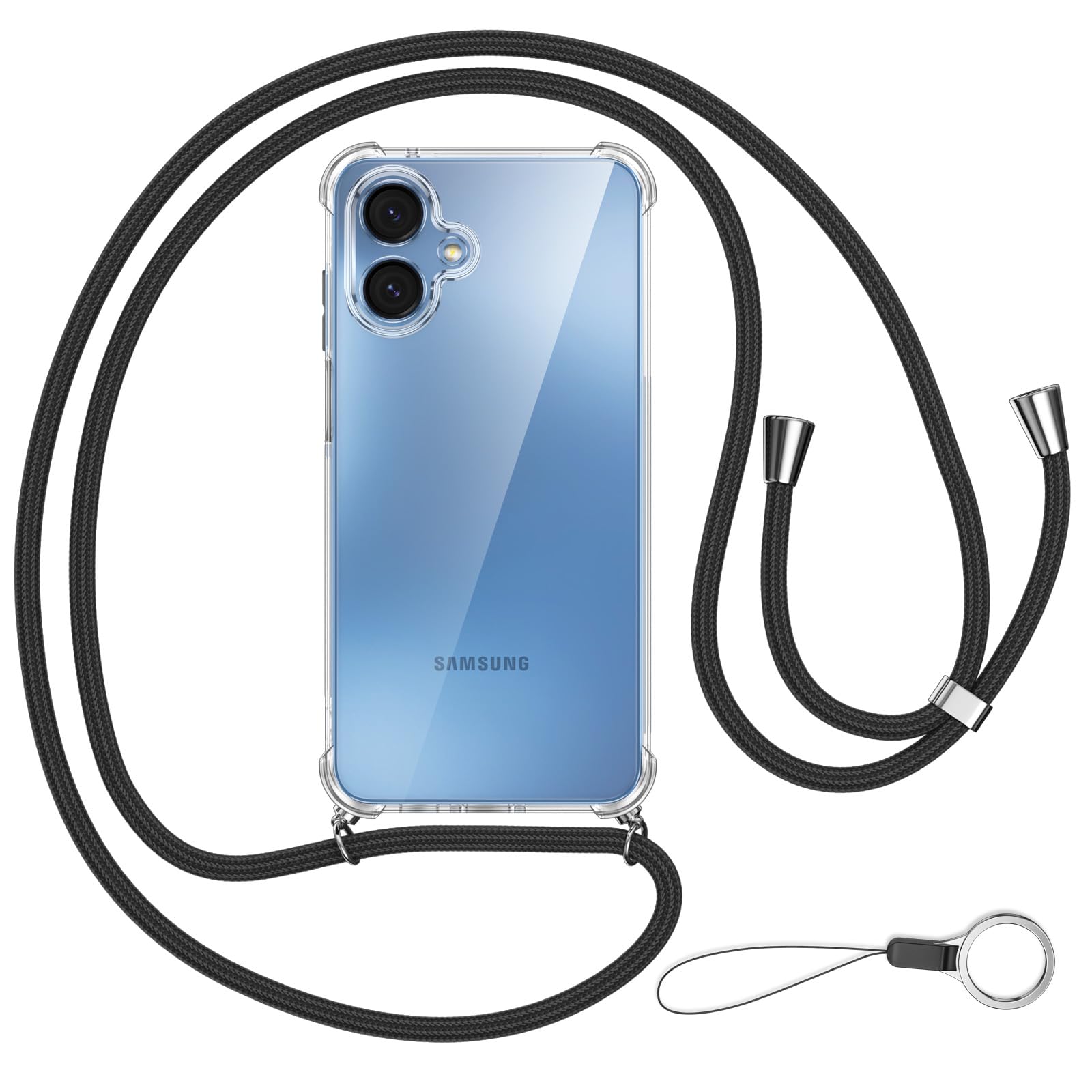 Tikfrlo Galaxy A25 5G ケース GalaxyA25 SC-53F SCG33スマホケース Galaxy a25 ショルダー ストラップ2枚付き 紐付き 首掛け 肩がけ 斜め掛け ストラップホール付き耐衝撃 シリコン 黄変防止 透明 カバ－ 米軍MIL規格 クシーA25長さ調整可能 ケース(クリア)