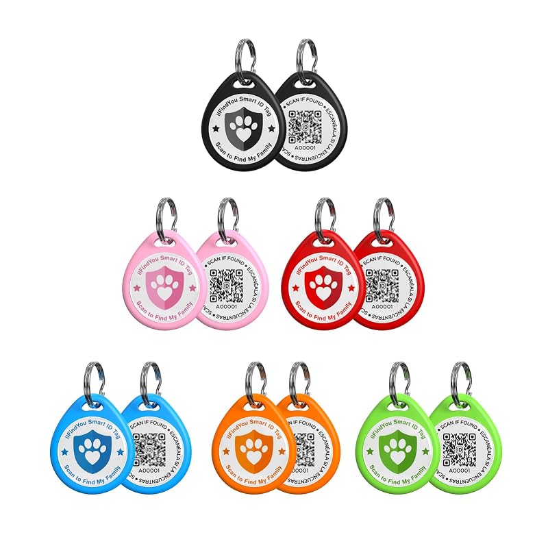 Plaquinha de identificação QR Code para gatos ILFINDYOU em ABS com perfil online editável, pacote com 6, 2,54 x 3,05 cm