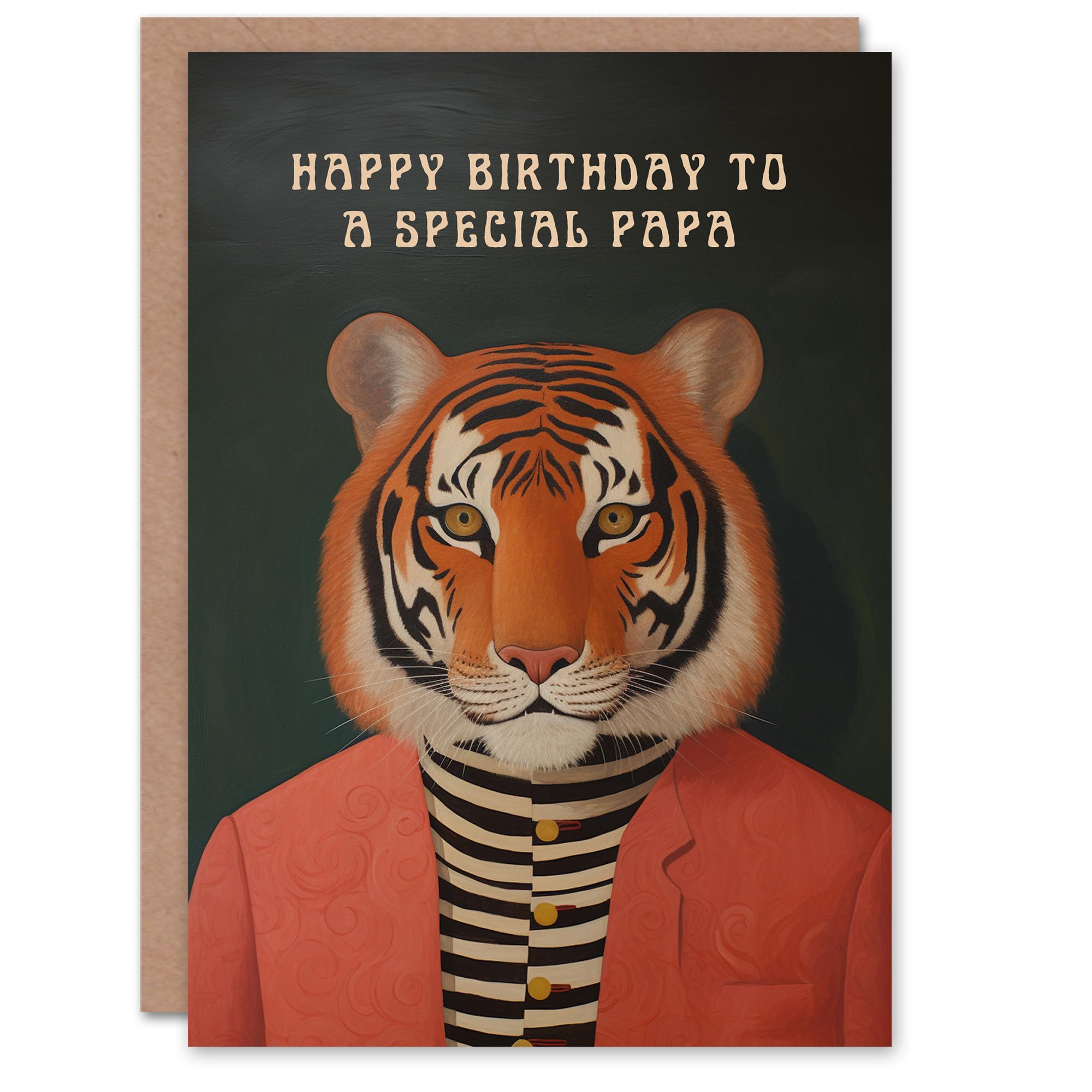Artery8 Happy Birthday Card to a Special Papa Dapper Tiger Cool Hipster Fashion Fun