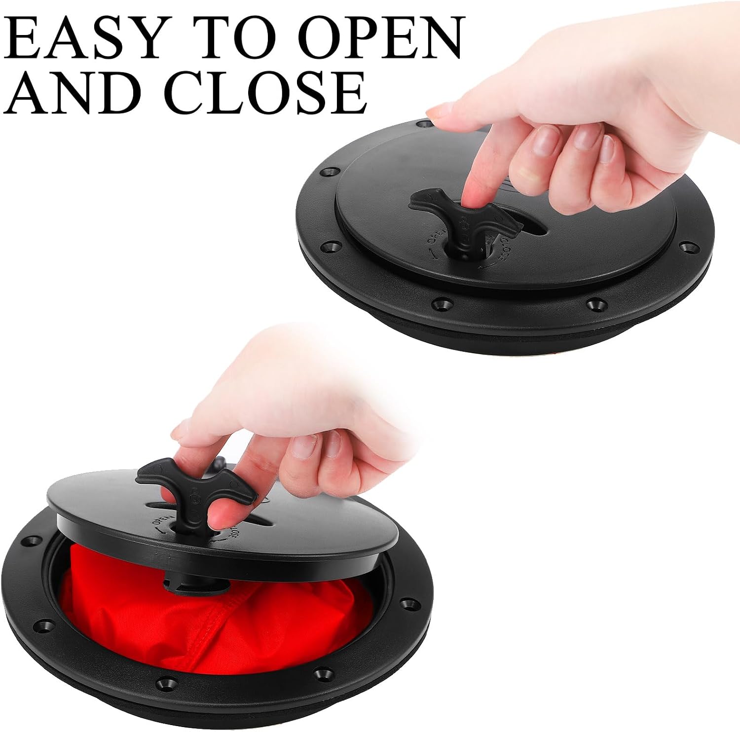 2 Pcs 6'' and 8'' Kayak Hatch Kit with Storage Bag Black Deck Plate Hatch Kit with Screws for Fishing Kayak Boating Marine Sailing