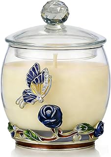Luxury Scented Candles Gifts for Women - Enamel Butterfly & Blue Rose De...