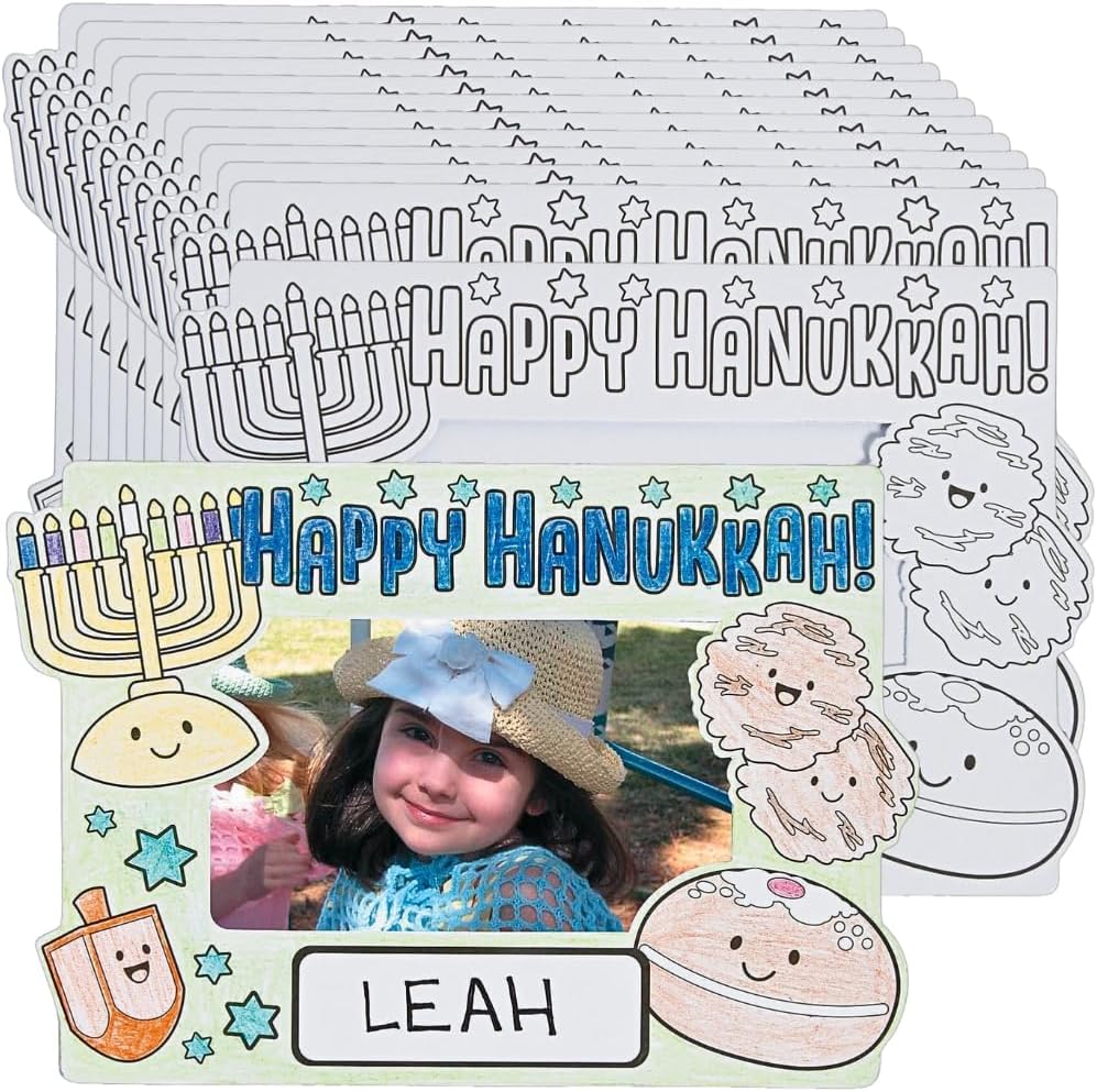 Color Your Own Happy Hanukkah Pic Frame - Crafts for Kids and Fun Home Activities