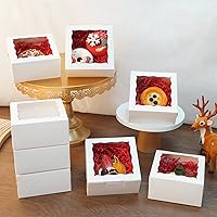 Vista 5 de 20 piezas Cajas de galletas de 5x5x2.5 pulgadas con ventana Cajas de panadería Caja de postre Caja para fresas cubiertas de chocolate para boda