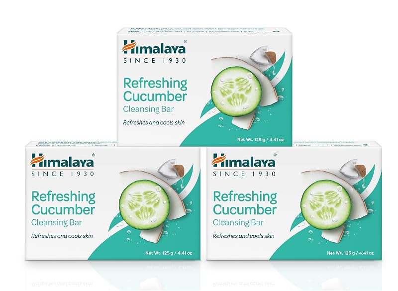 Sabonete em barra de limpeza refrescante com pepino Himalaya, pacote com 3
