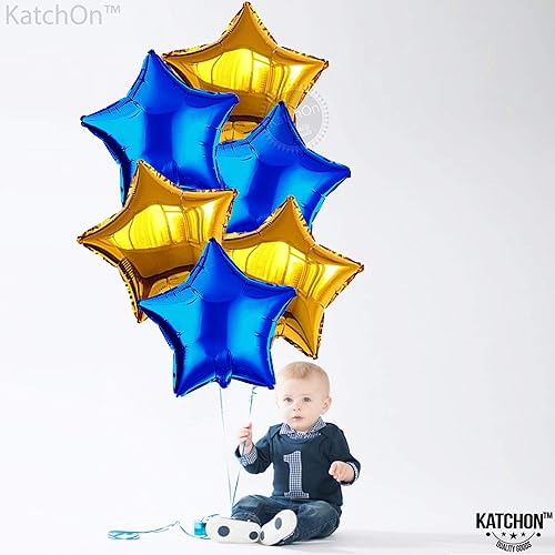 Miniatura 7 de KatchOn, Globos grandes de estrellas azules y doradas, 18 pulgadas, paquete de 6, globos de Mylar azules y dorados, globo de estrella para