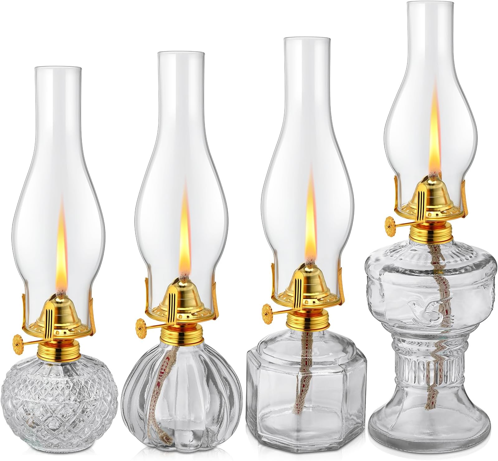 Amazon.com: VIHOSE 4 Pcs Oil Lamps Indoor Glass 12.6 in Clear Kerosene ...