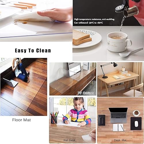 Miniatura 6 de LMDX Manteles de vidrio suave transparente mate, funda de mesa de 0.059in, muy portátil, impermeable, protector de almohadilla de mesa fácil de
