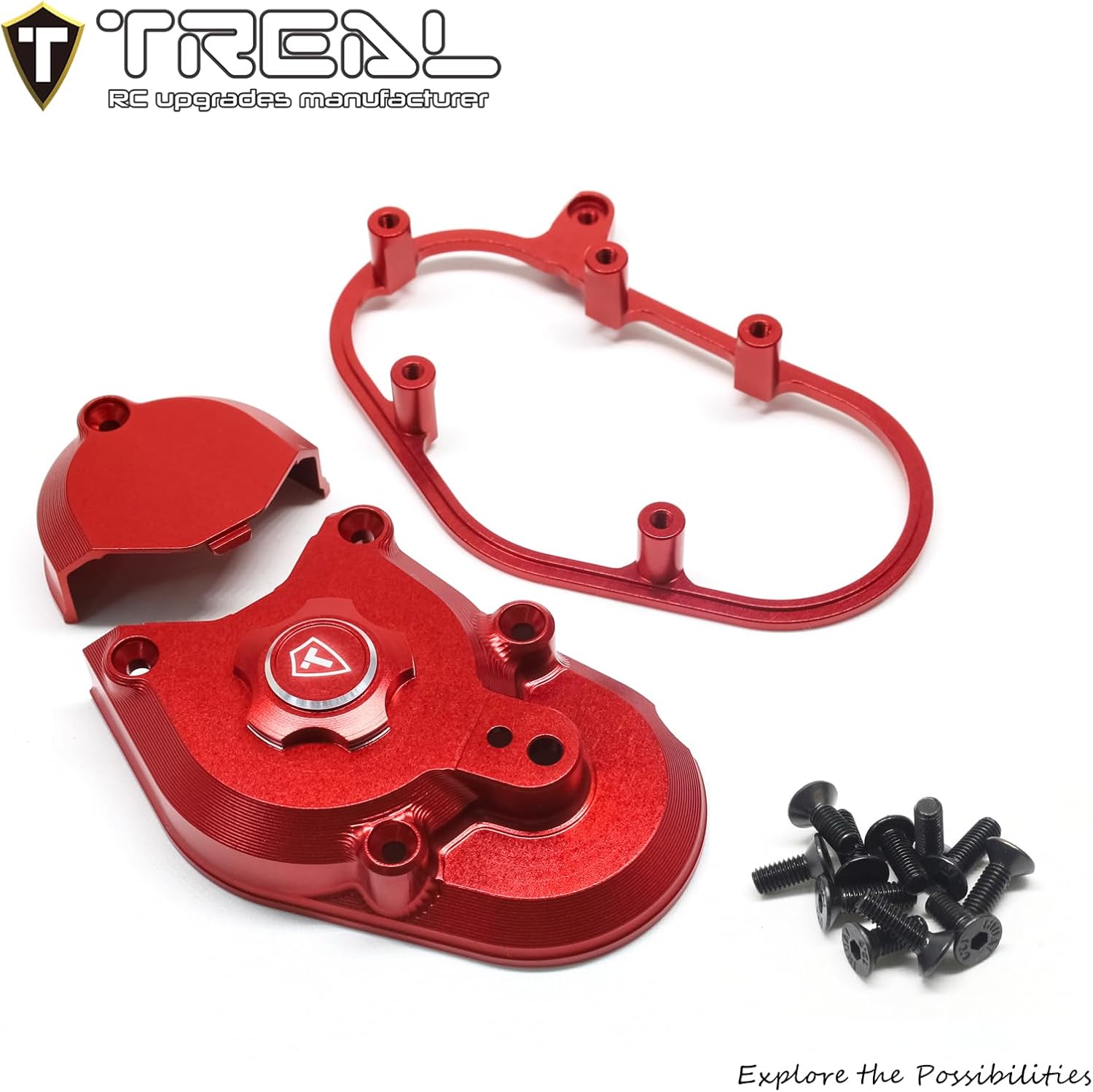 TREAL Promoto-MX Gearbox Housing Transmission Case Set Aluminum 7075 Upgrades for LOSI 1/4 PROMOTO MX Dirt Bike(Red)