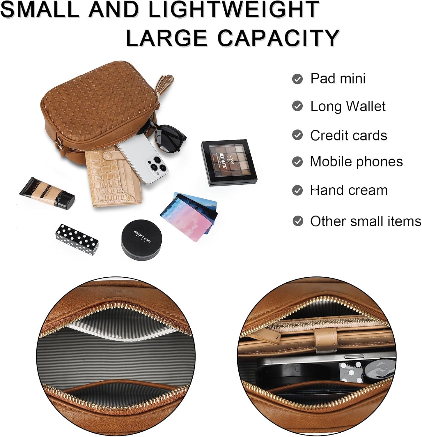 AFKOMST Woven Crossbody Bag, Small Summer Purse and Boho Bag for Women | Vegan Leather, Roomy Space, 2.3L Capacity, fits iPad mini/Long Wallet/Kindle, Versatile for Daily Use/Casual/Date/Office