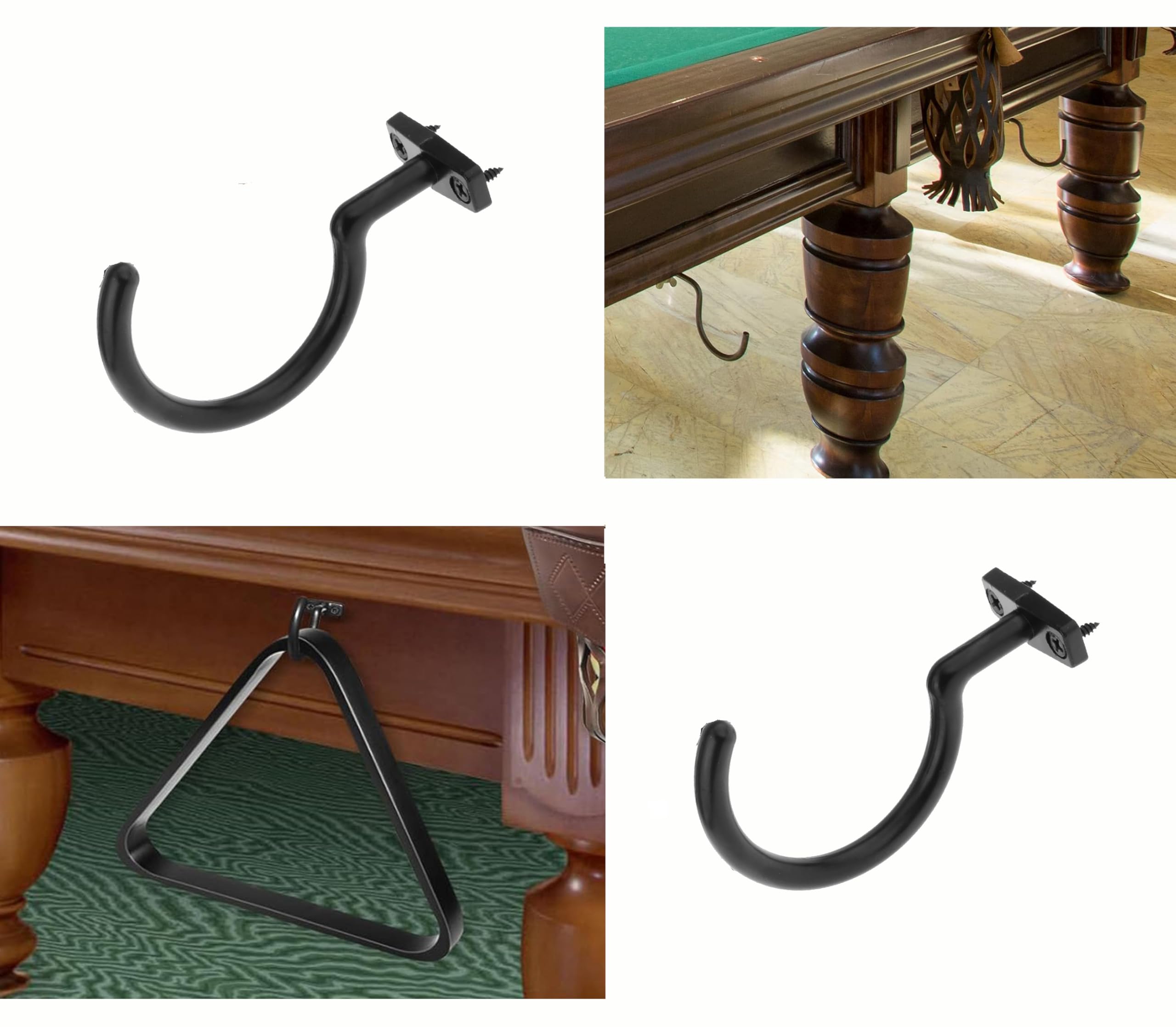 VOGOOPOI 2Pcs Snooker Billiard Table Board Cue Hook Bridge Rod Pool Table Rack with 2 Screws Strong Snooker Pool Cue Racks for Indoor Snooker Table