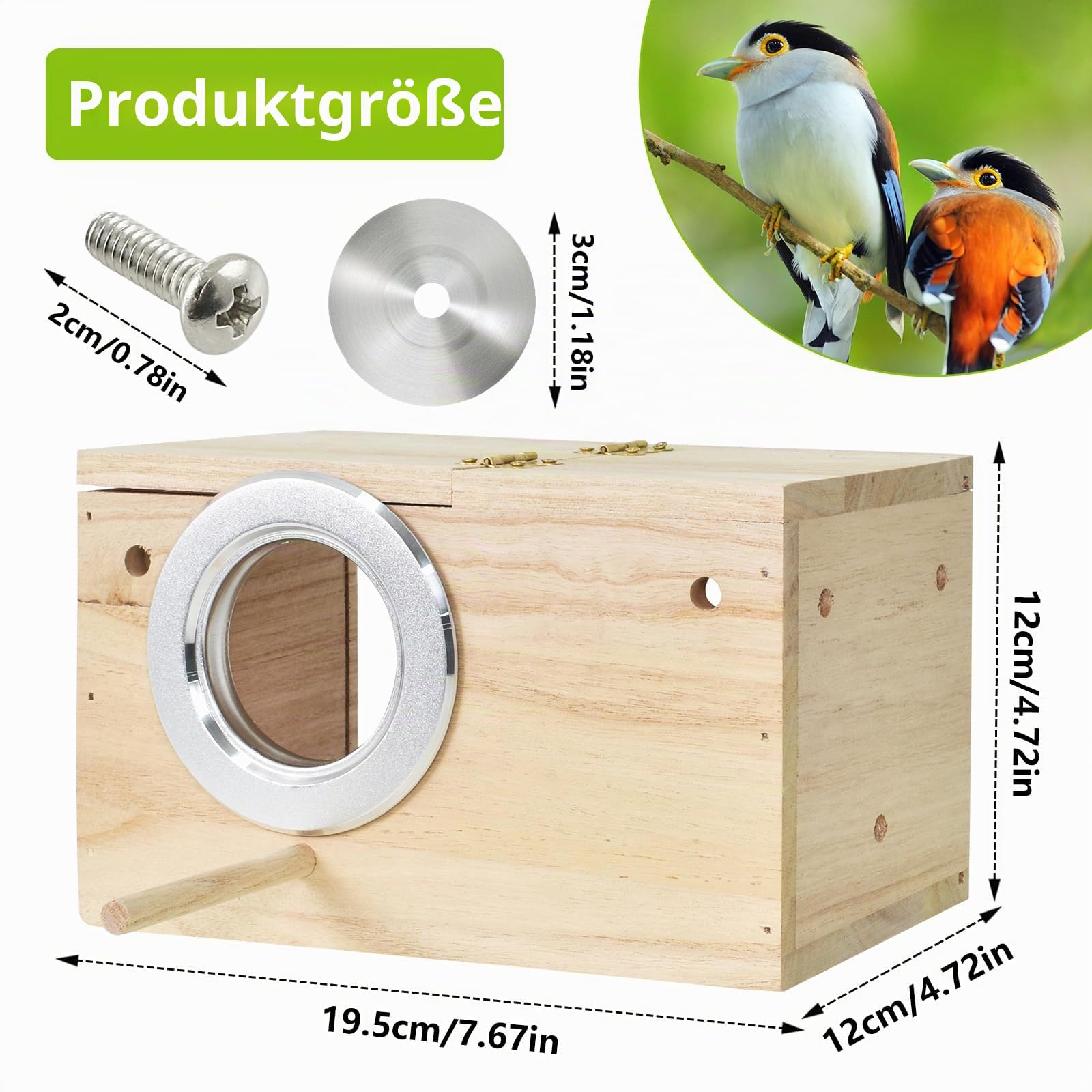 Wellensittich Nistkasten Transparentes Design, Vogelnest Brutkasten Holz, Sittich Nistkasten Transparentes Vogelhaus für Käfig Naturholz Aufzuchtkasten für Papageien Lovebirds Wellensittiche Finken