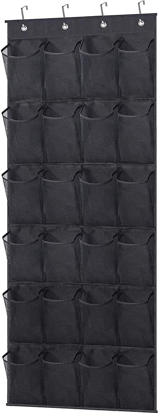 MISSLO Over The Door Shoe Organizer 24 Large Mesh Pockets, Black