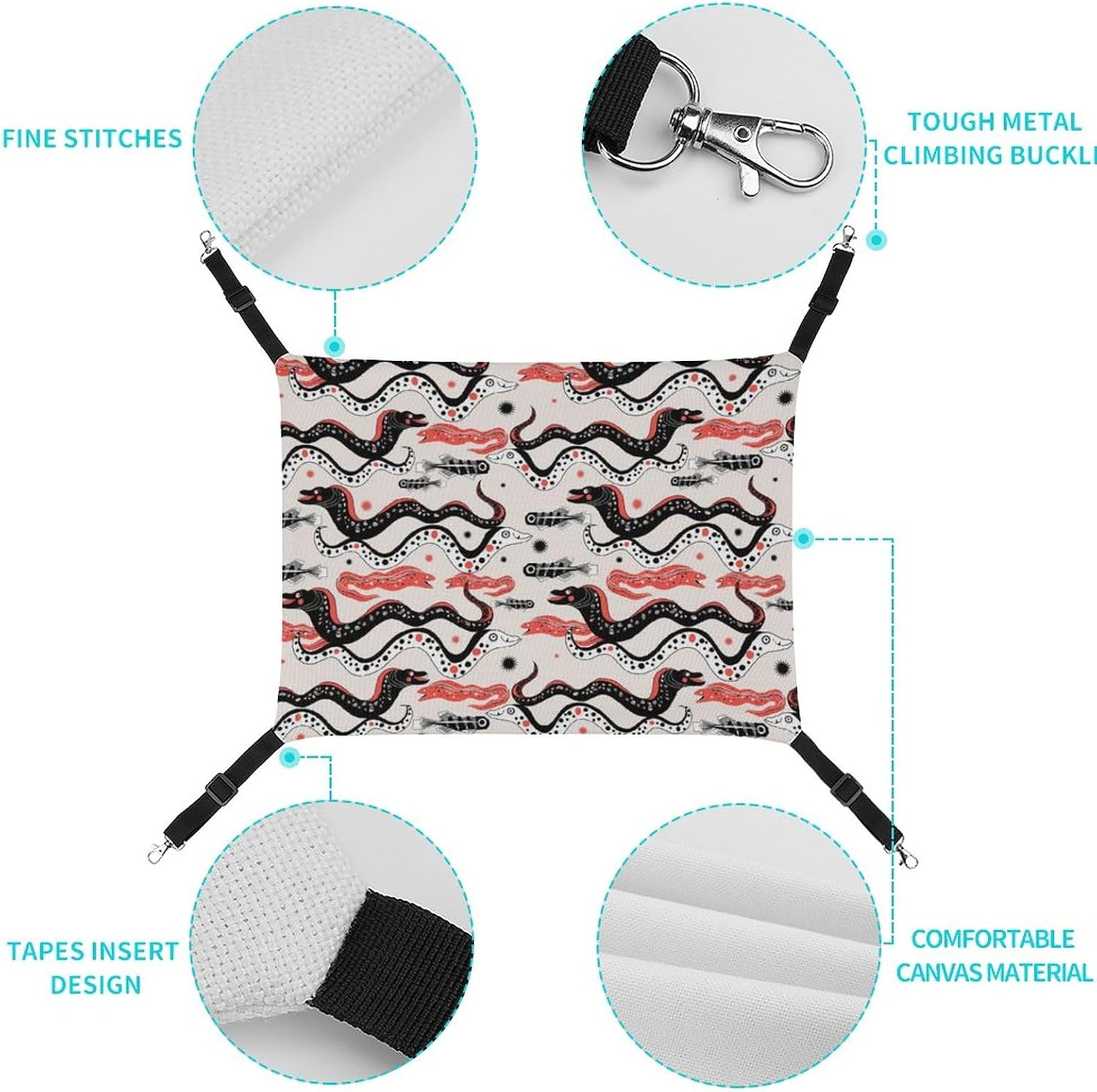 review Funny Moray Eels Cat Hammock Adjustable Straps Pet Cage Reversible Hanging Bed for Cats Small Dogs