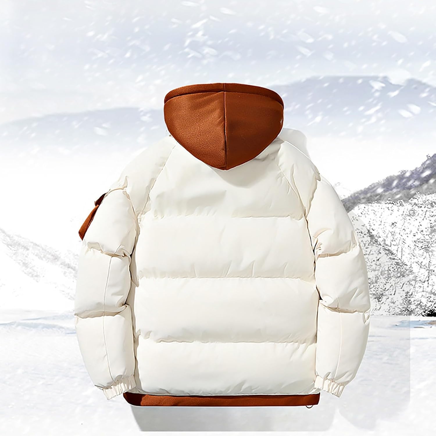 NATHGAM Men's Puffer Jacket Waterproof Thicken Thermal Winter Bubble Coats Slim Fit Windproof Ski Parka Jacket with Hood