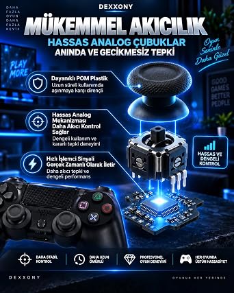 Elite Black Kablosuz Oyun Kolu, Bluetooth Gamepad, PS4/PC/Android TV Uyumlu, Çift Titreşimli, Şarj Edilebilir