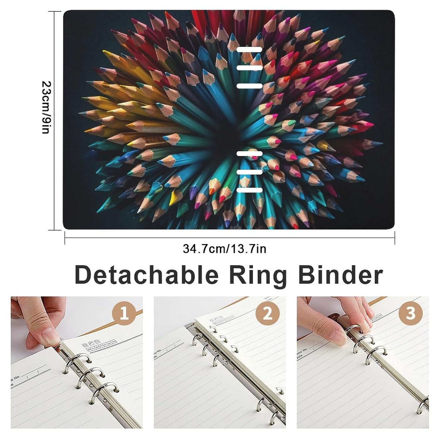 DWVSFJM Many Colored PencilsPu Leather Notebook, Waterproof Wear-Resistant Spiral Notebook,A5 Hardcover Notebooks 90 Sheets Perfect For Office Home Supplies