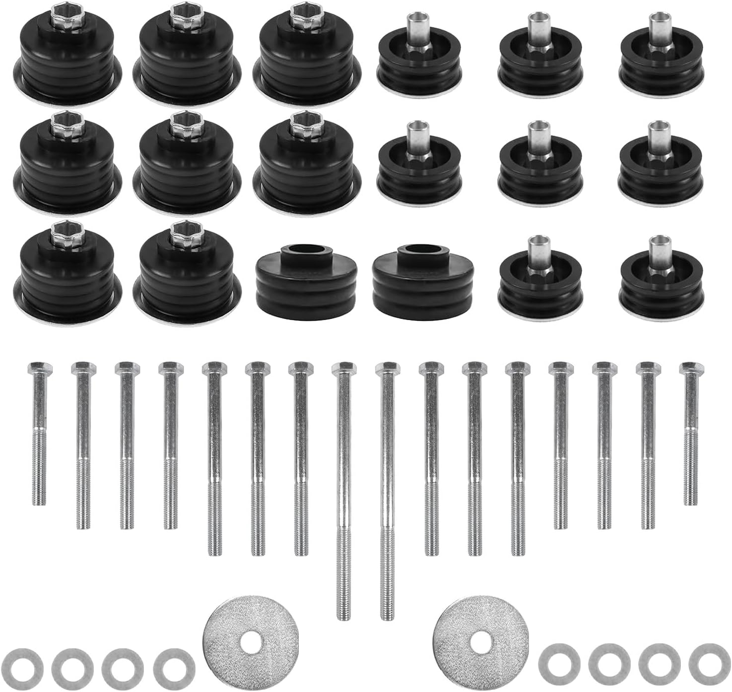 KF04058BK Body Mount Bushing Kit Compatible with 1999-2007 Ford F250 F350 Super Duty 2WD/4WD, Heavy-Duty Polyurethane Cab Mounts with Steel Sleeves & Hardware