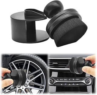 Auto Tire Brush with Cover,High Density Portable Car Cleaning Brush,Car Cleaning Accessories,Dust Removal Brushes for Dashboard Air Outlet Gap Tire(Black)