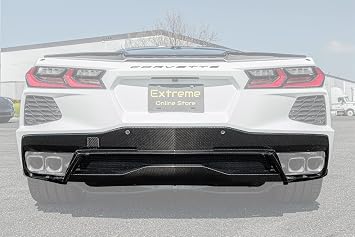 Fits ALL 2020-Present Chevrolet Corvette C8 Stingray / Z51 Models | Factory Style CARBON FIBER Replacement Rear Bumper Lower Diffuser Cover Quad Exit